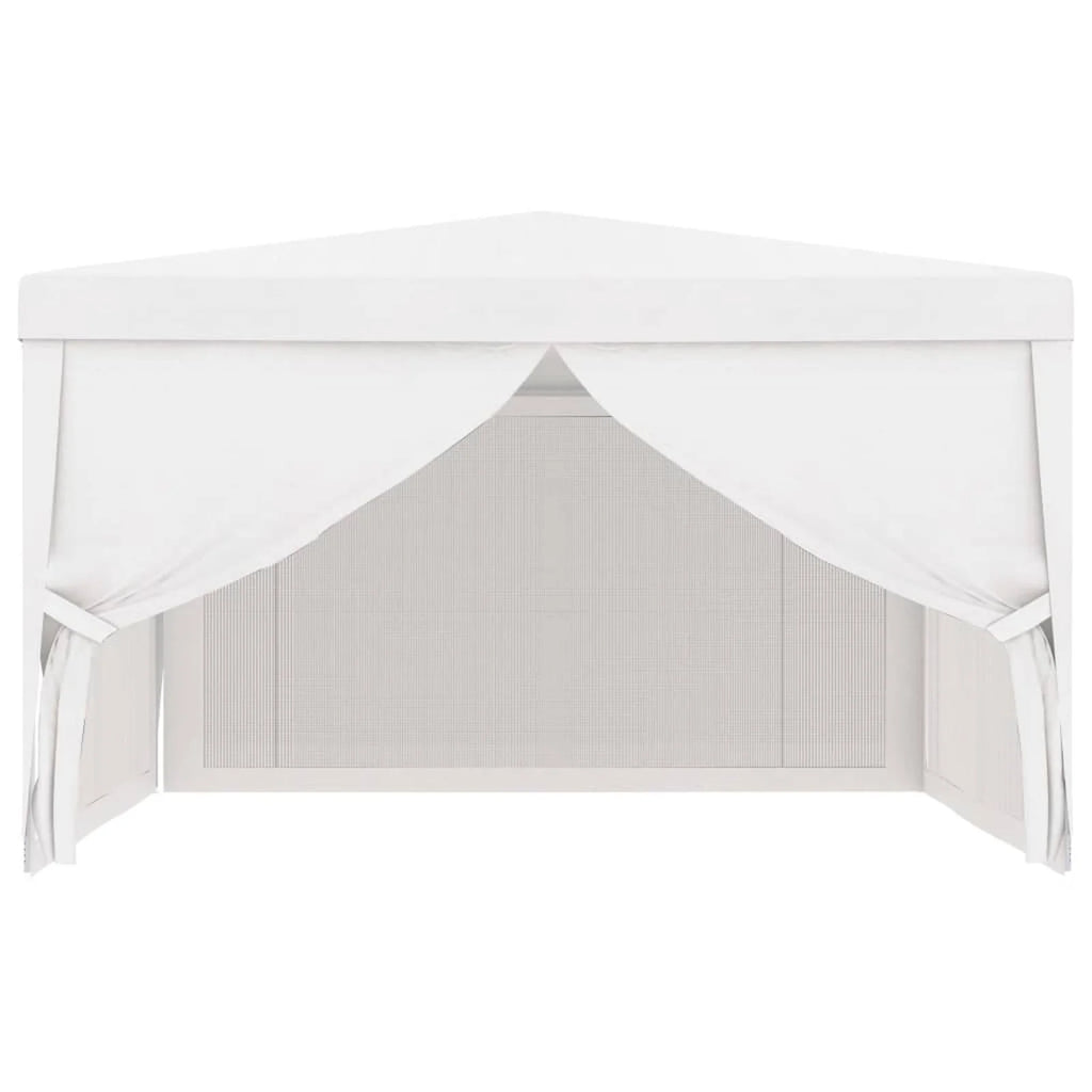 White Party Tent with 4 Mesh Sidewalls Outdoor Gazebo Canopy Sun Shade Shelter 13.1ft x 13.1ft x 9ft Q452