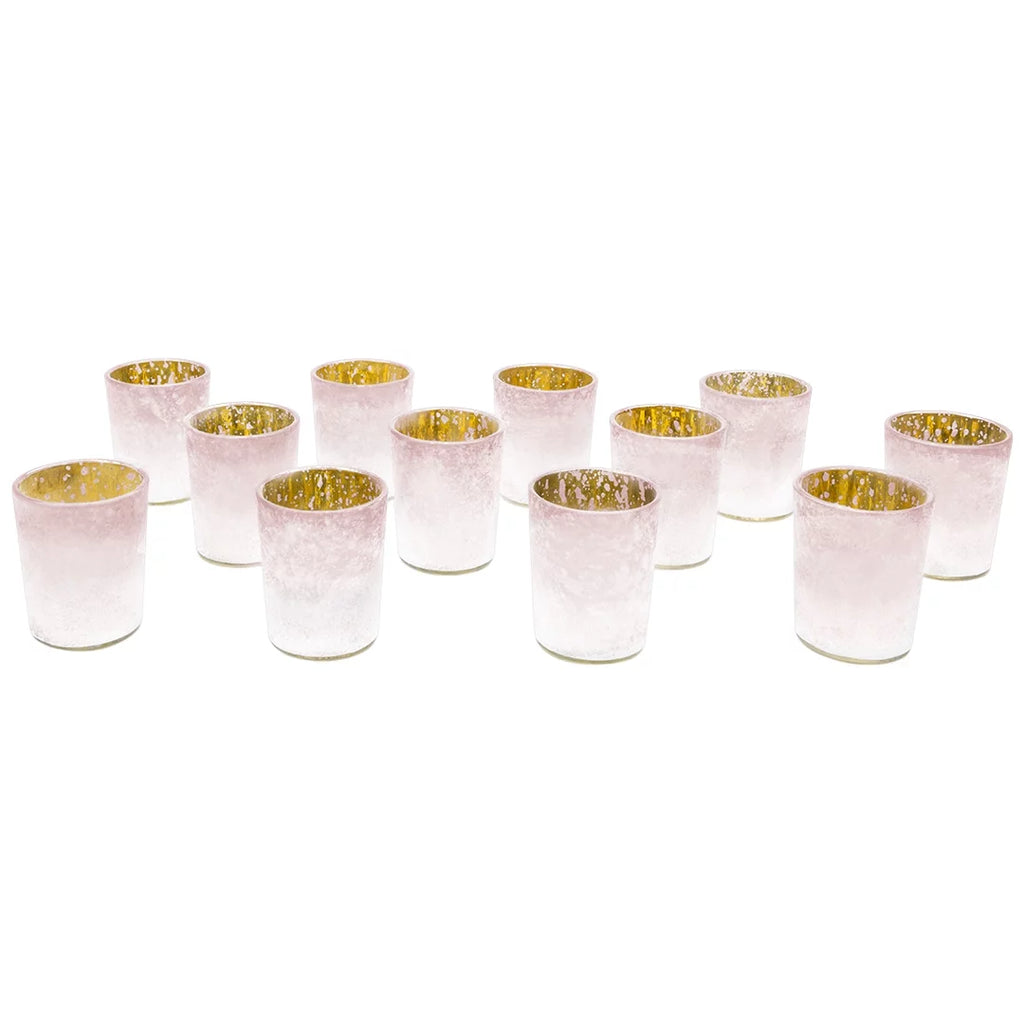 Pink Frosted Ombre Mercury Glass Votive Candle Holders Set of 12 A6293