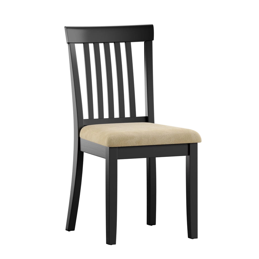 Slat Back Wood Dining Chair Set of 2 Beige and Black J26472