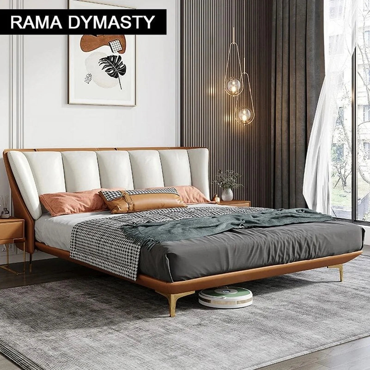 Genuine Leather King Queen Size Bed S15236