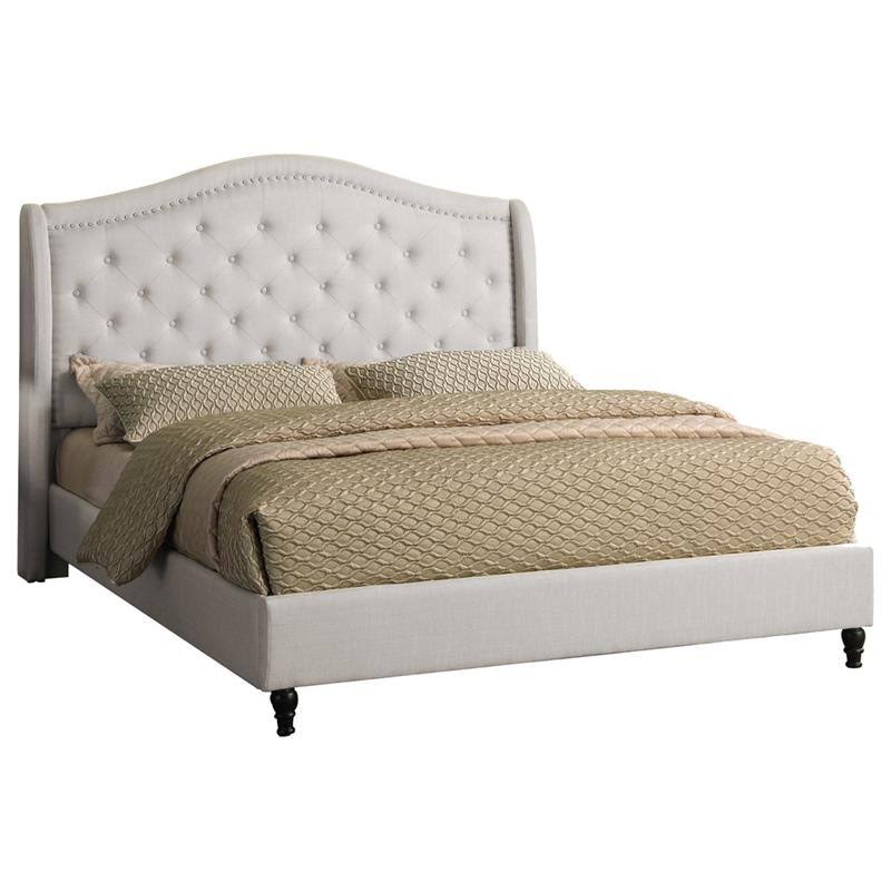 Beige King Upholstered Tufted Platform Bed O23765