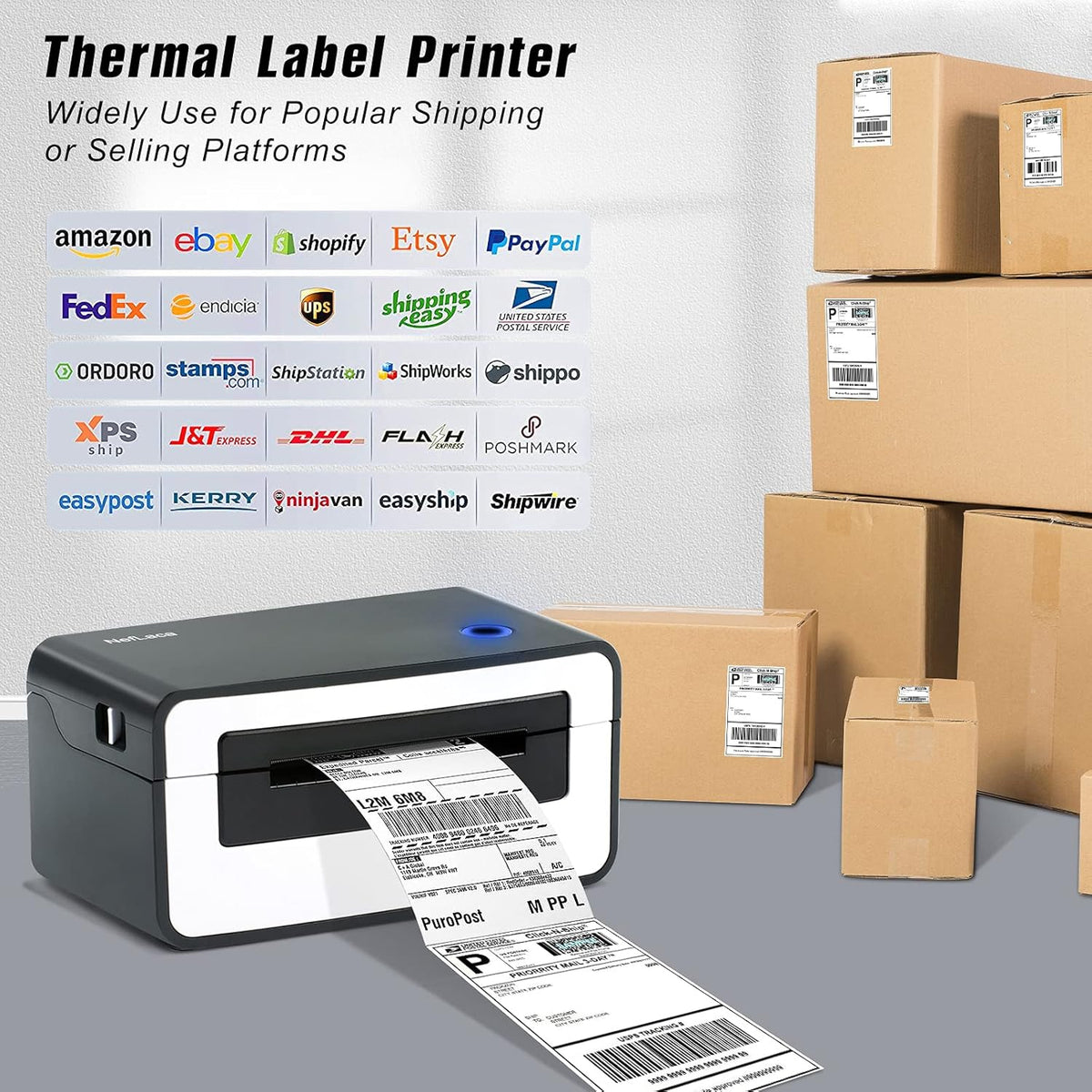 Bluetooth Thermal Label Printer 4x6, Portable Wireless Shipping Label Printer O65506