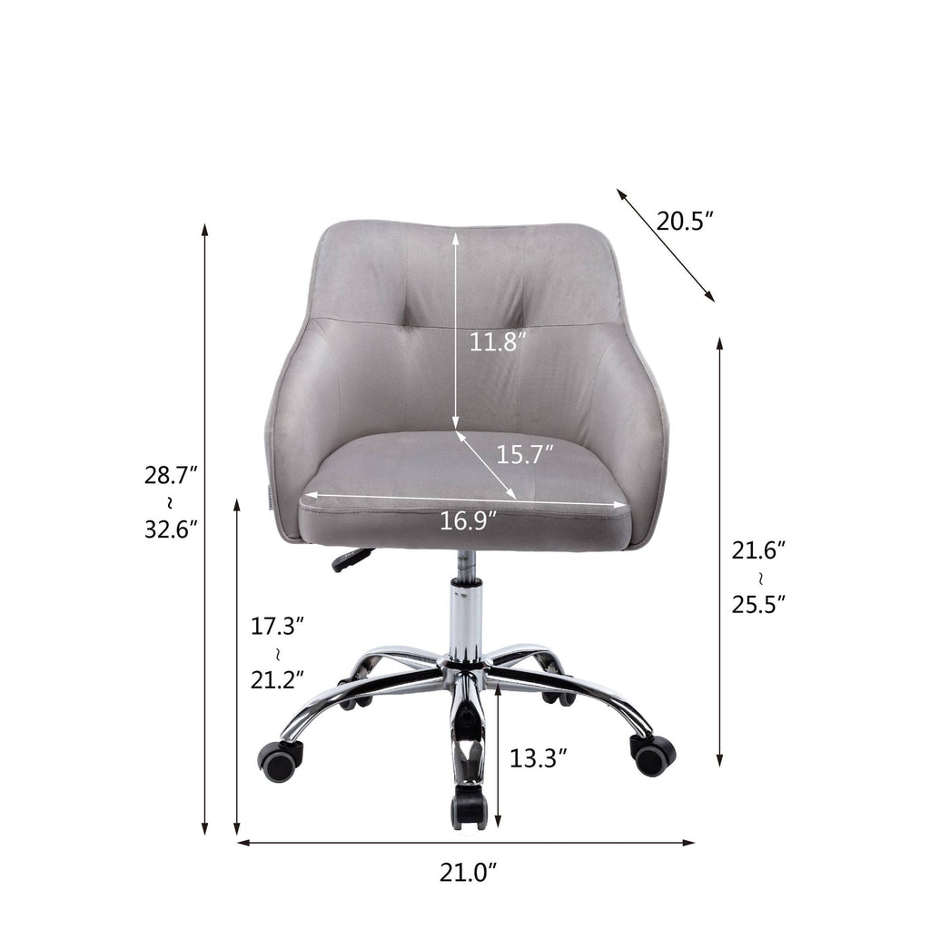 Velvet Upholstered Swivel Tufted Adjustable Height Task Chair Z5216
