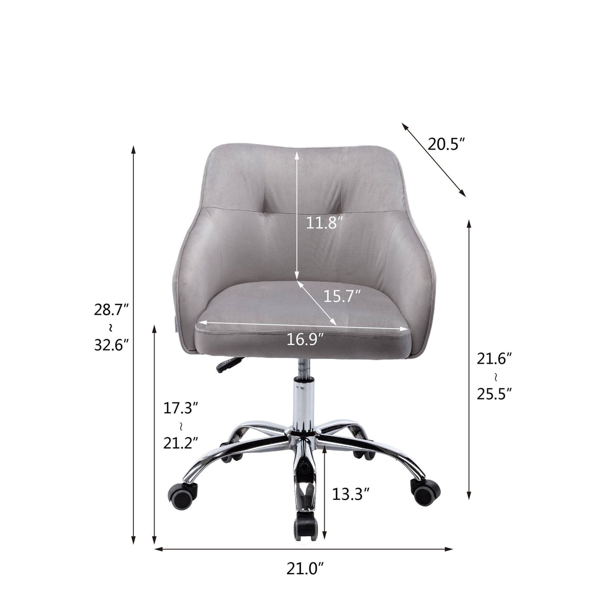 Velvet Upholstered Swivel Tufted Adjustable Height Task Chair Z5216