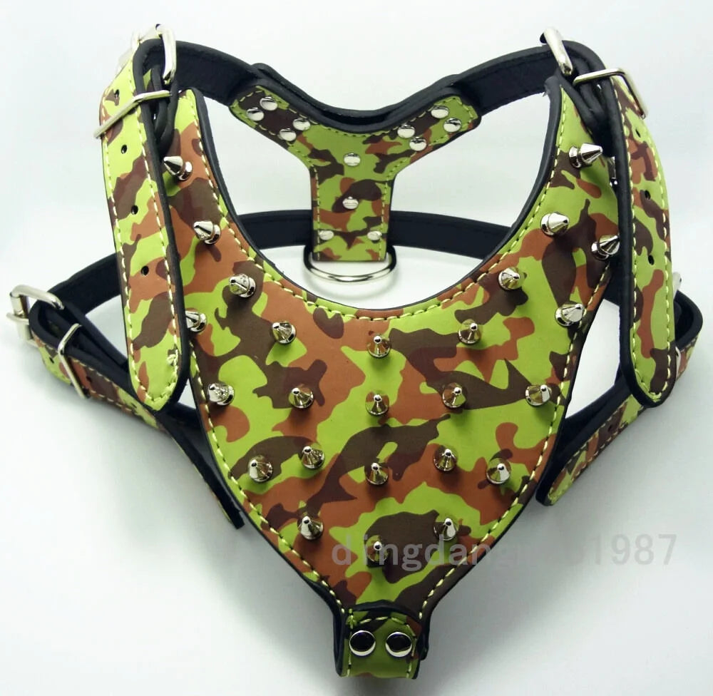 Spiked Studded Leather Dog Harness M2916