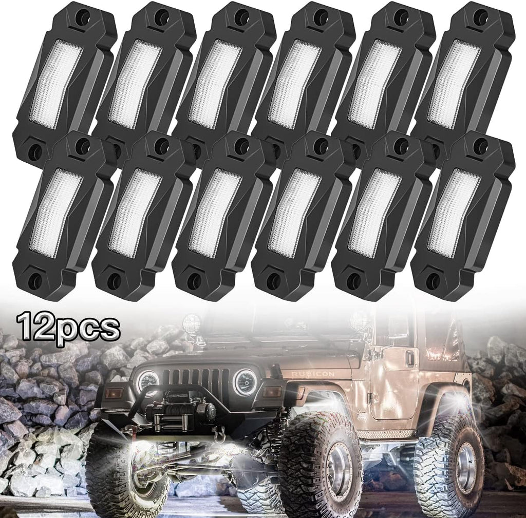 White 12PCS LED Rock Lights N476