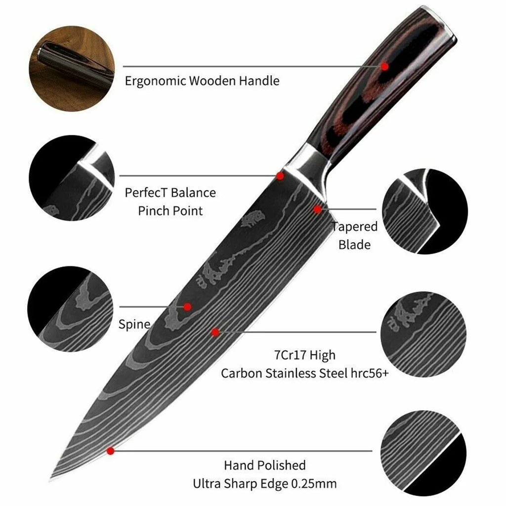 5 PCS Kitchen Knife Boxed Set with Sheaths C139