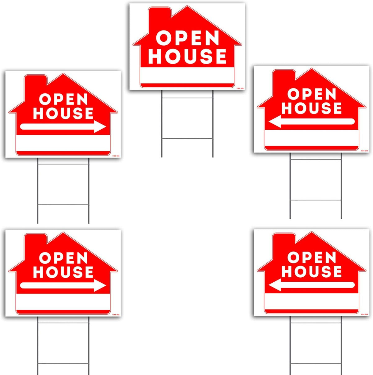 Open House Sign Kit with Tall Stands 24x18 Yard Sign Bundle 5 Pack of 2 I2783