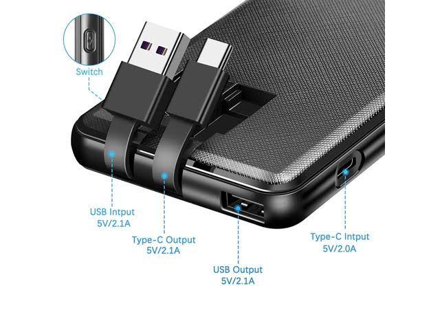 10000mAh Portable Power Bank with Built-in Cable G8202