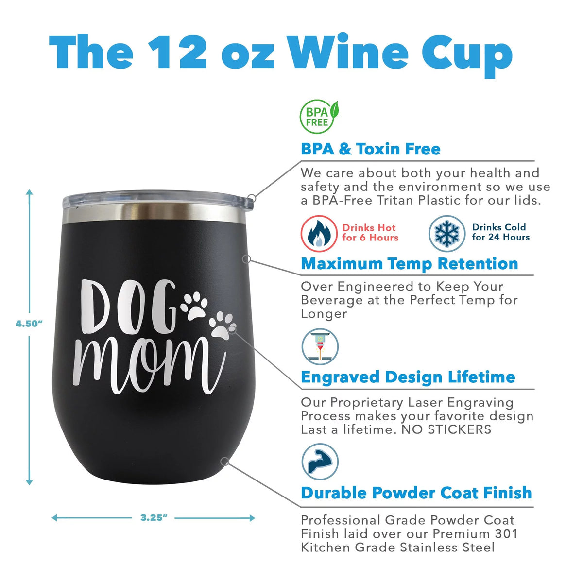 Engraved 12 oz Red Wine Cup V359