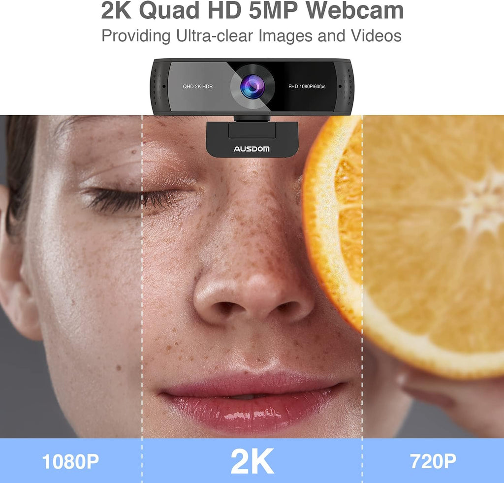 2K QHD Autofocus Webcam with Dual Noise Cancelling Microphones, Pack of 2 D355