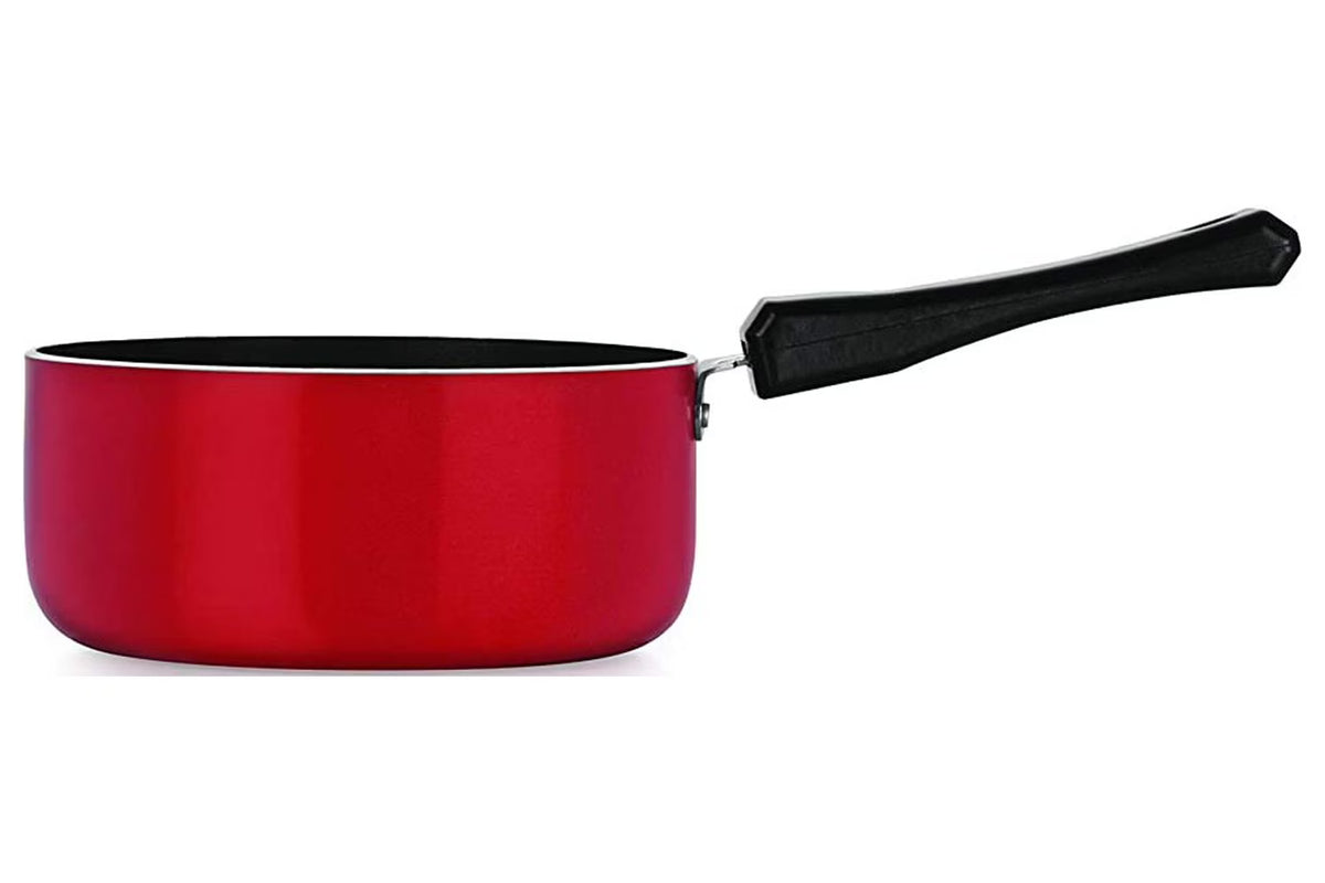 Red Non Stick Aluminium Sauce Pan, 1.8 Litre E890961