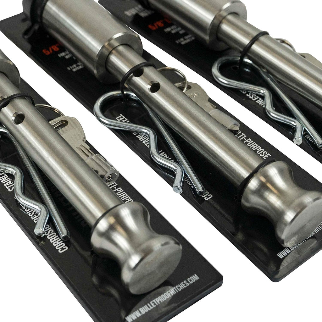 3 Pack Stainless Steel Trailer Hitch Locking Pin with Rubber Cap, 5/8 Diameter L28500