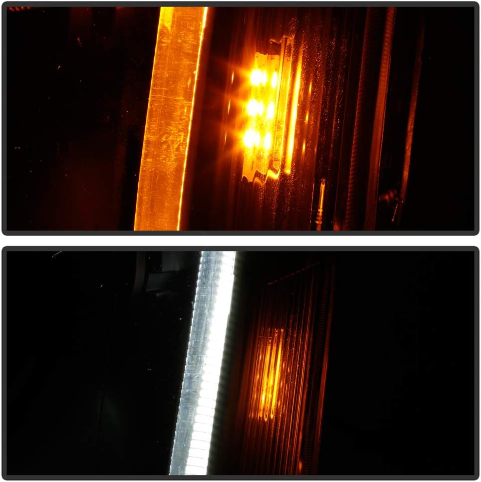 Black Smoked LED Projector Headlights Pair Y4970