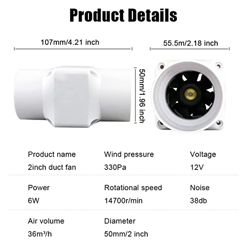 2 Inch 50mm Inline Duct Fan with DC Motor B519136