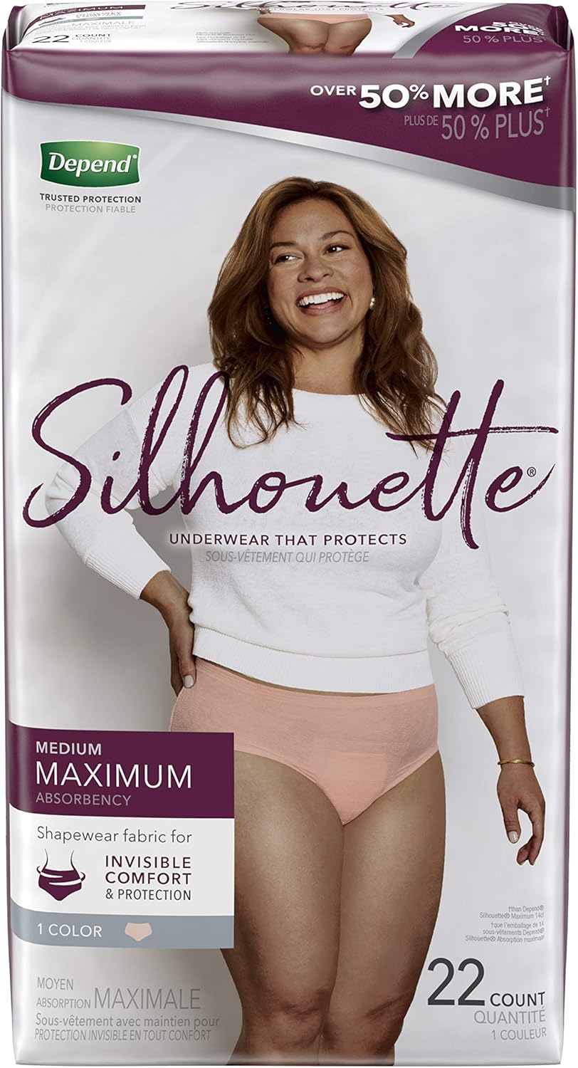 Disposable Maximum Absorbency Incontinence and Postpartum Underwear for Women, Pink, Medium (22 Count) G362780
