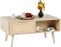 Small Rectangle Coffee Table with Rattan Drawer P1873