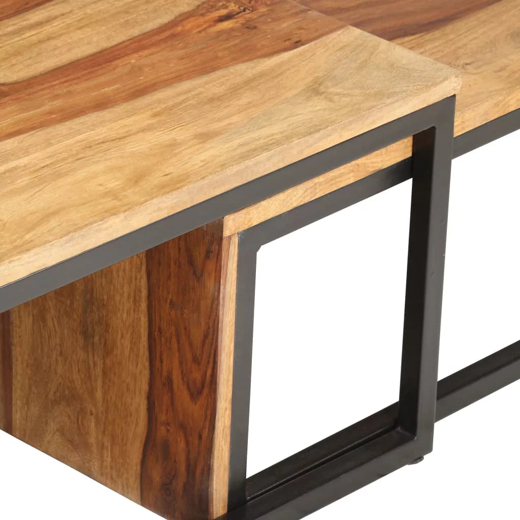 2 pcs Solid Sheesham Wood Nesting Tables E232