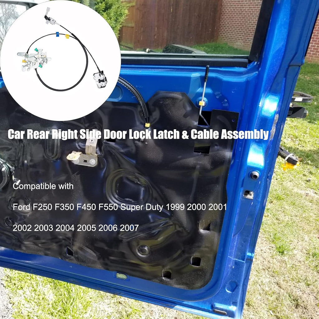 Rear Door Latch Lock Cable Assembly Left Driver Side Compatible with Ford F-250 F-350 F-450 F-550 Super Duty 1999-2007 C39907