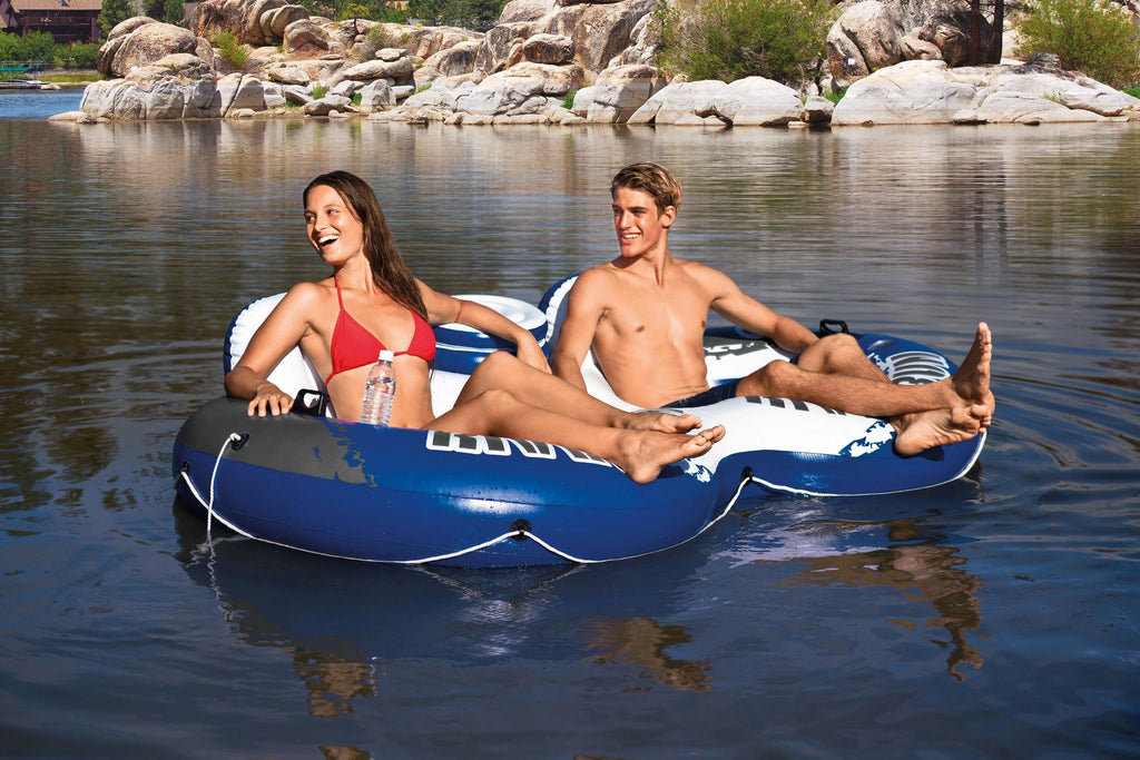 Inflatable 2 Person Pool Tube Float & Beverage Cooler Holder J731168