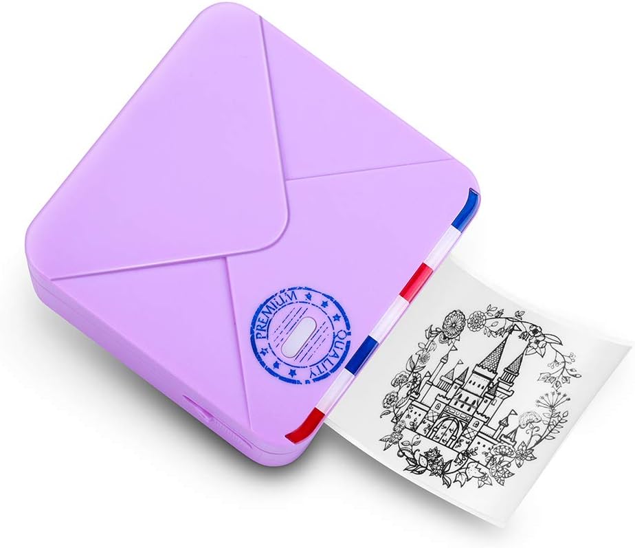 White Pack of 2 Mini Bluetooth Thermal Pocket Printer J77058