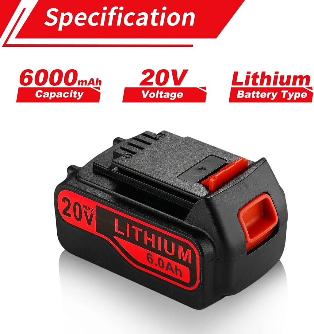 2 Pack 6.0Ah 20V Max Replacement Lithium Battery S3297