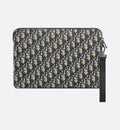 Beige and Black Oblique Jacquard Pouch V19258