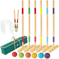 35In Six Players Croquet Set with Pine Wooden Mallets, Colored Ball, Wickets, Stakes, Large Carry Bag B318081