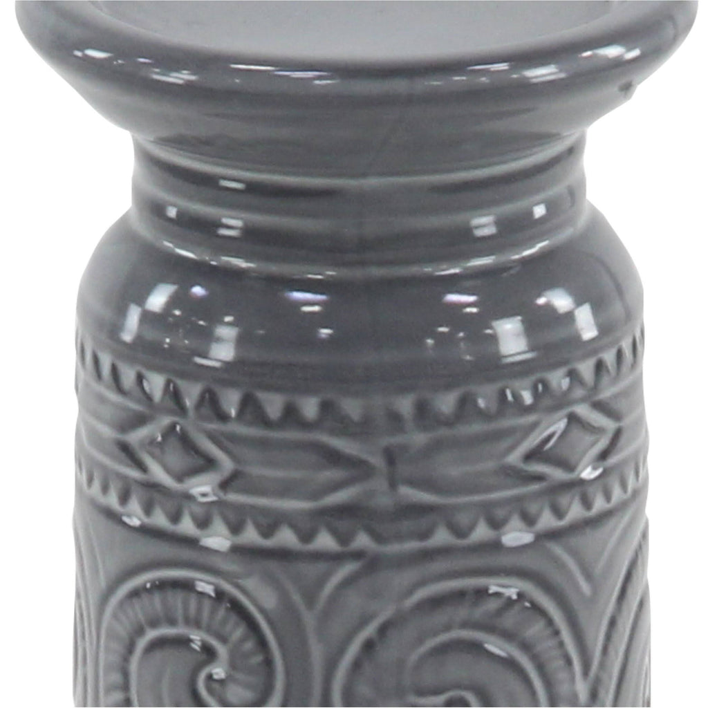 Set of 3 Gray Cylindrical Candle Holders H6186