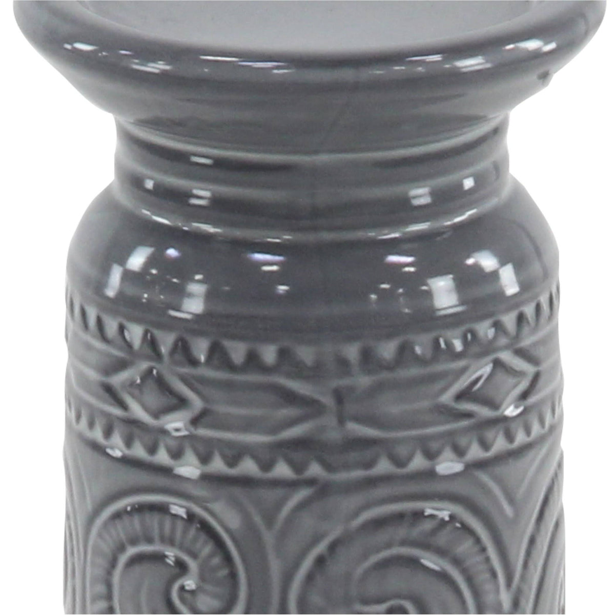 Set of 3 Gray Cylindrical Candle Holders H6186