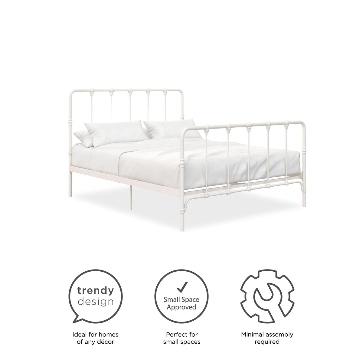 White Full Metal Bed L668