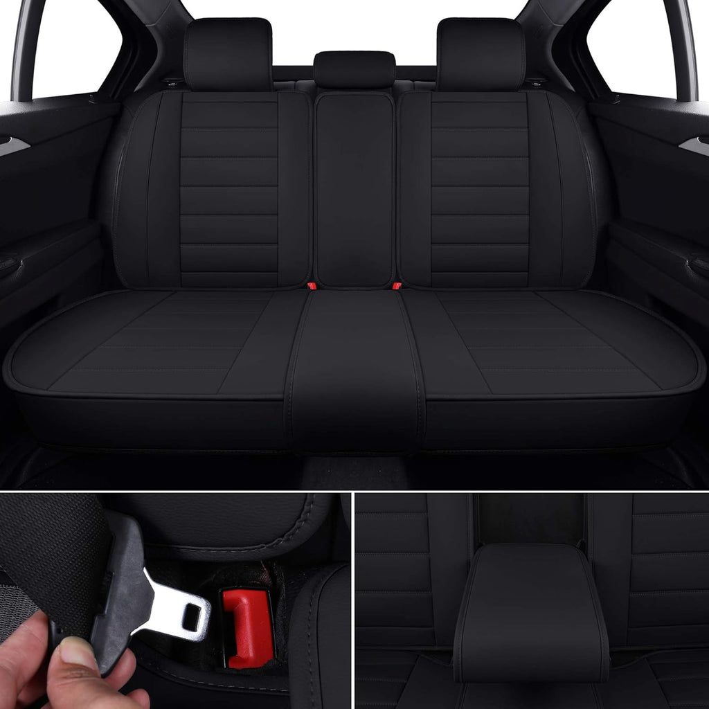 Waterproof Faux Leatherette Car Seat Covers Black Red Full Set B63418