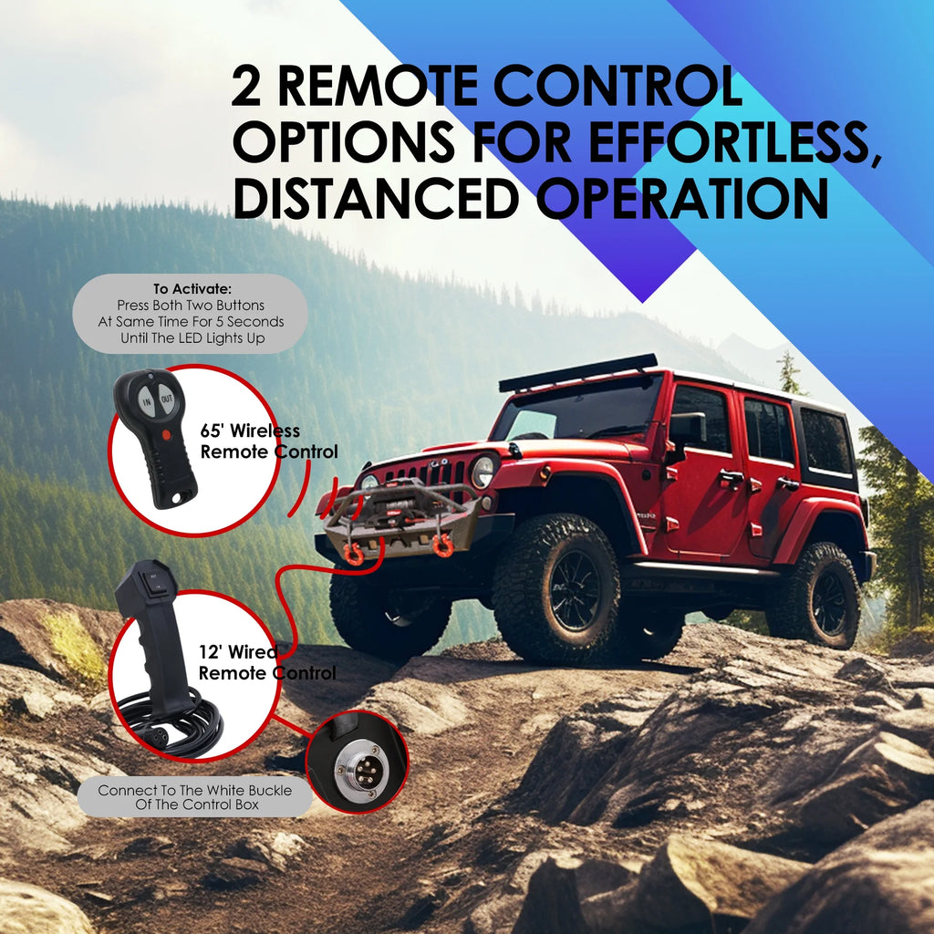 12000 lb Electric Truck Winch with Synthetic Rope V742