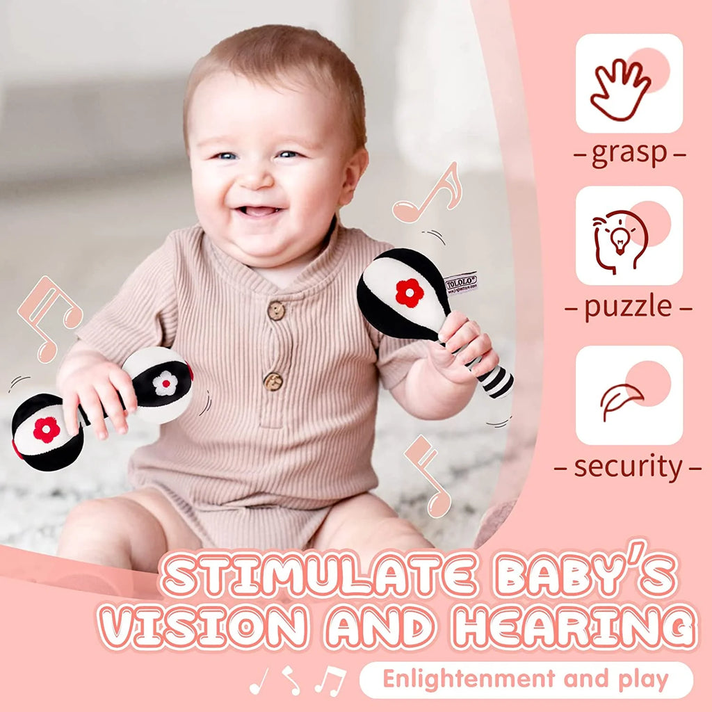 2PCS Soft Rattles for Baby, Baby Toys 0-6 Months, Car Seat Toys for Infants S573851