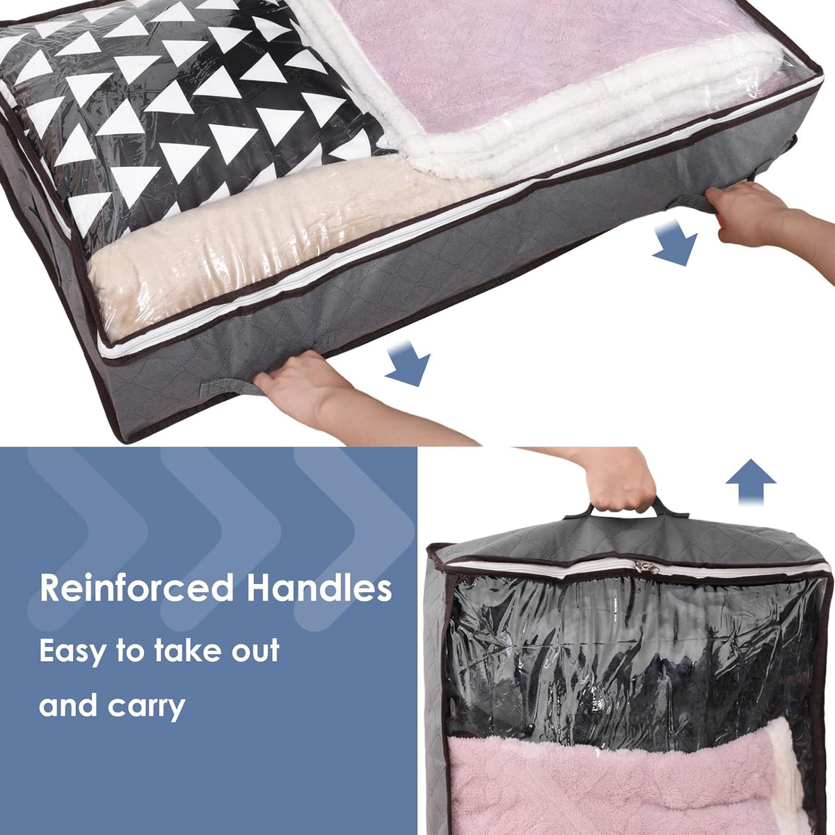 90L Under Bed Storage Bags 6 Pack Gray K589803
