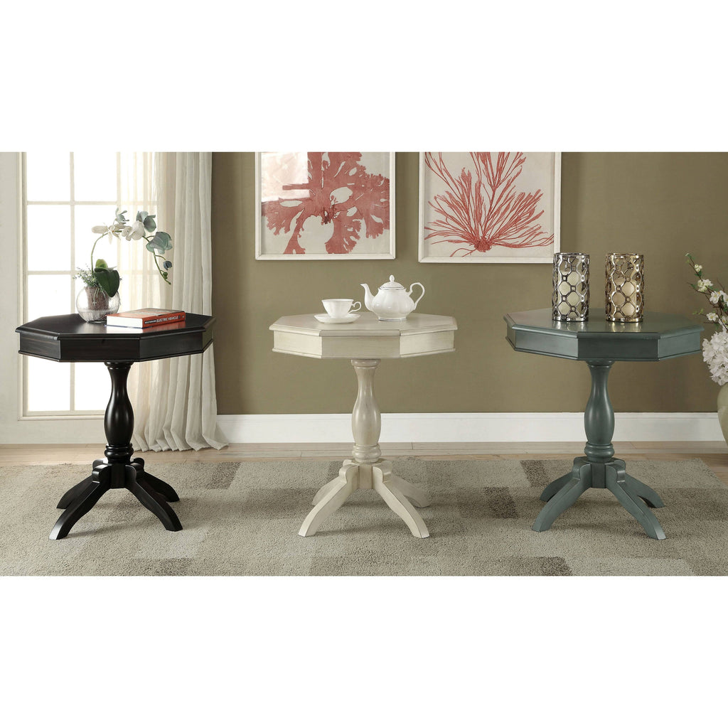 Blue Solid Wood Octagon Side Table Y407393