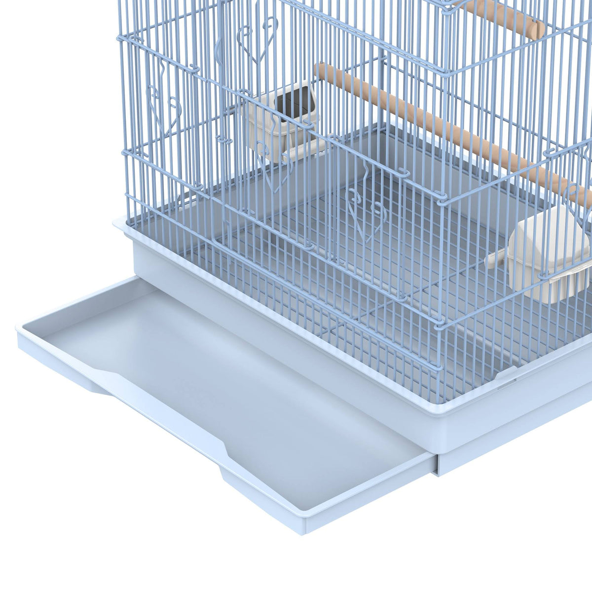 White Metal Indoor Bird Cage Starter Kit with Rolling Stand V187857