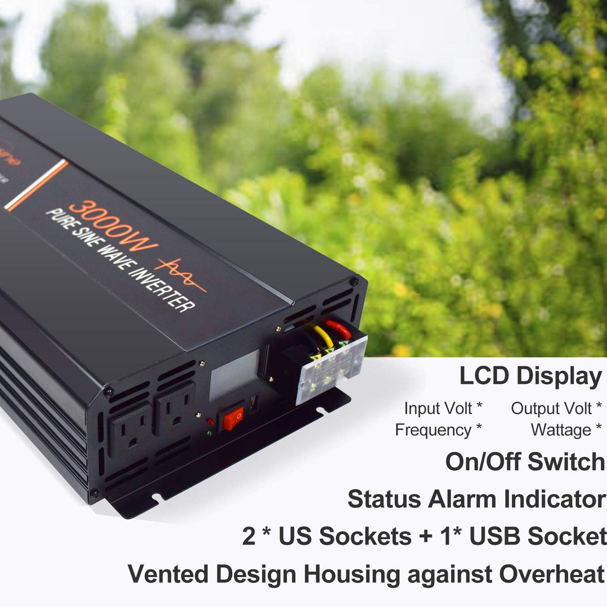 1000W Pure Sine Wave Power Inverter with LCD Display USB Port R60300