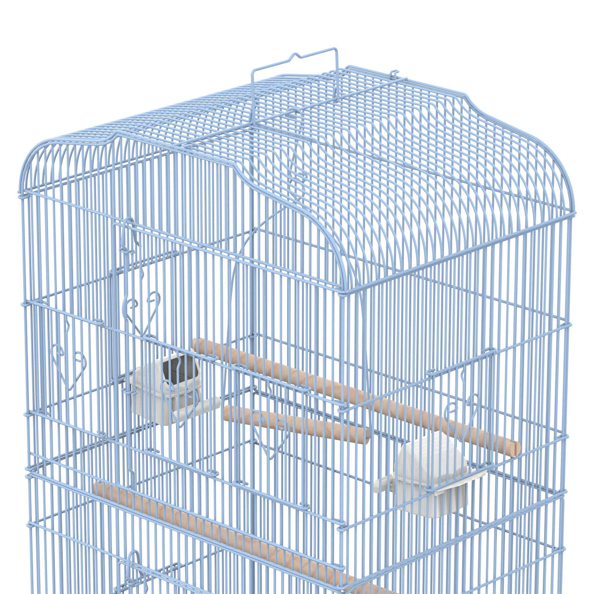 White Metal Indoor Bird Cage Starter Kit with Rolling Stand V187857