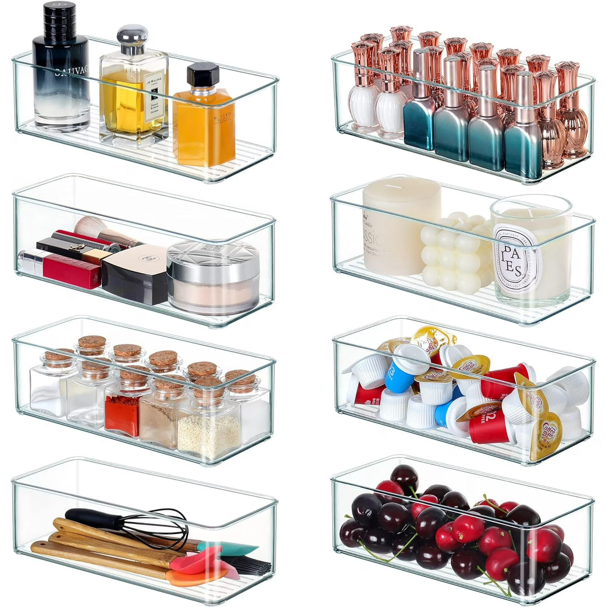 8 PACK Clear Plastic Stackable Storage Bins H981073