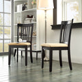 Slat Back Wood Dining Chair Set of 2 Beige and Black J26472