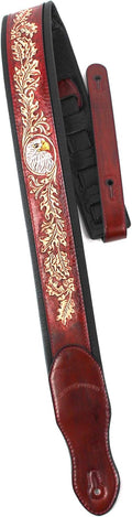 Mahogany Brown Full Grain Leather Guitar Strap C779