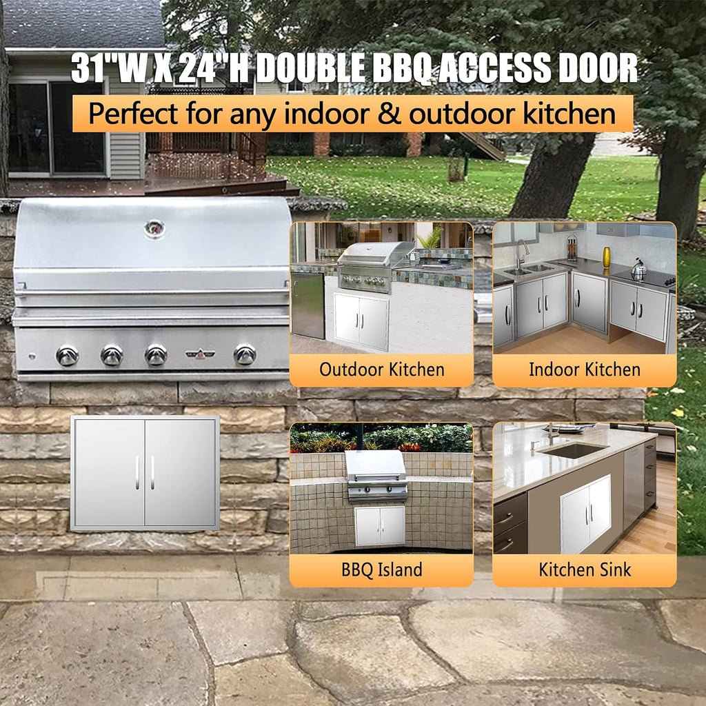 Stainless Steel Outdoor Kitchen Double Access Door R180151