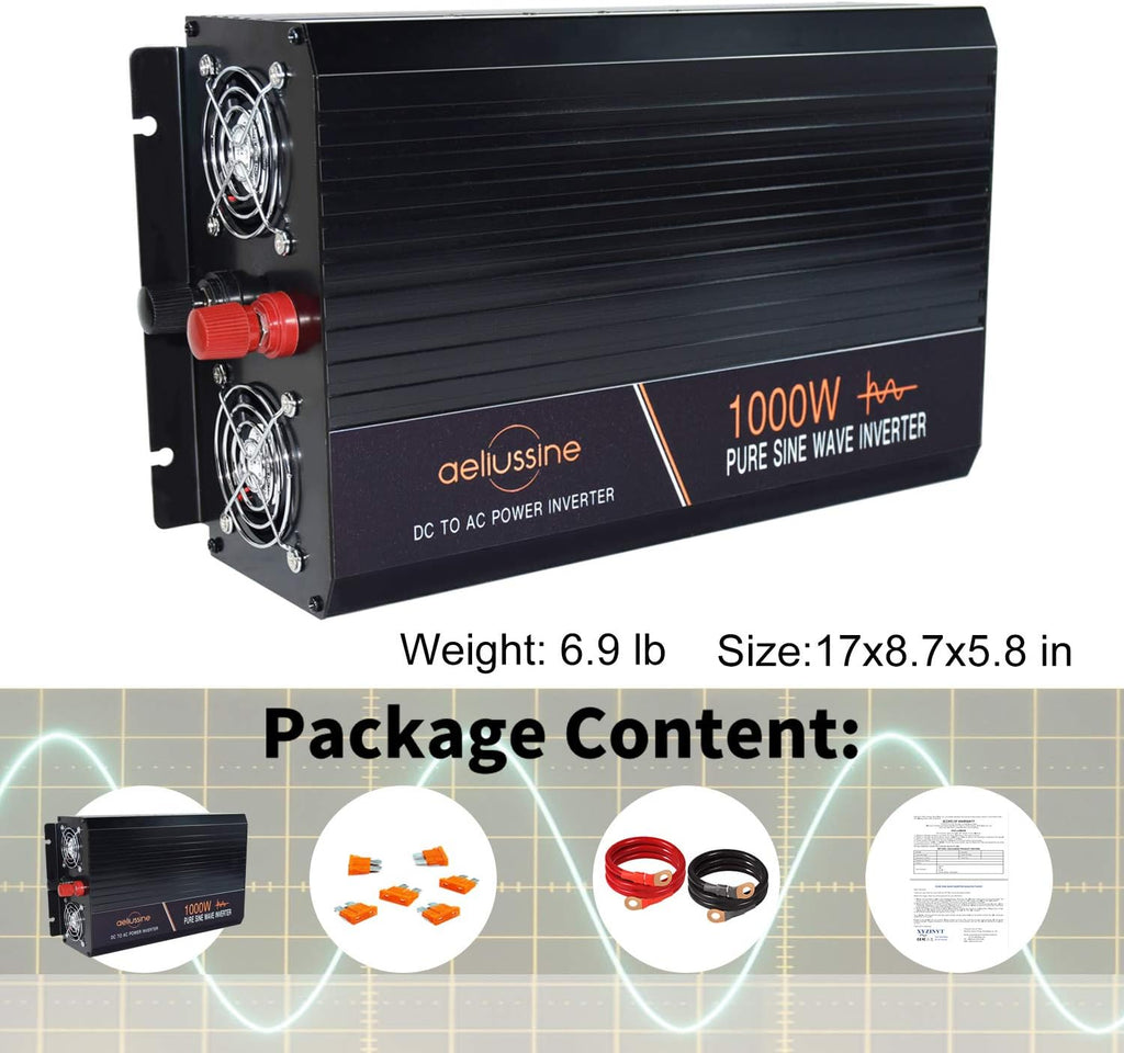 1000W Pure Sine Wave Power Inverter with LCD Display USB Port R60300