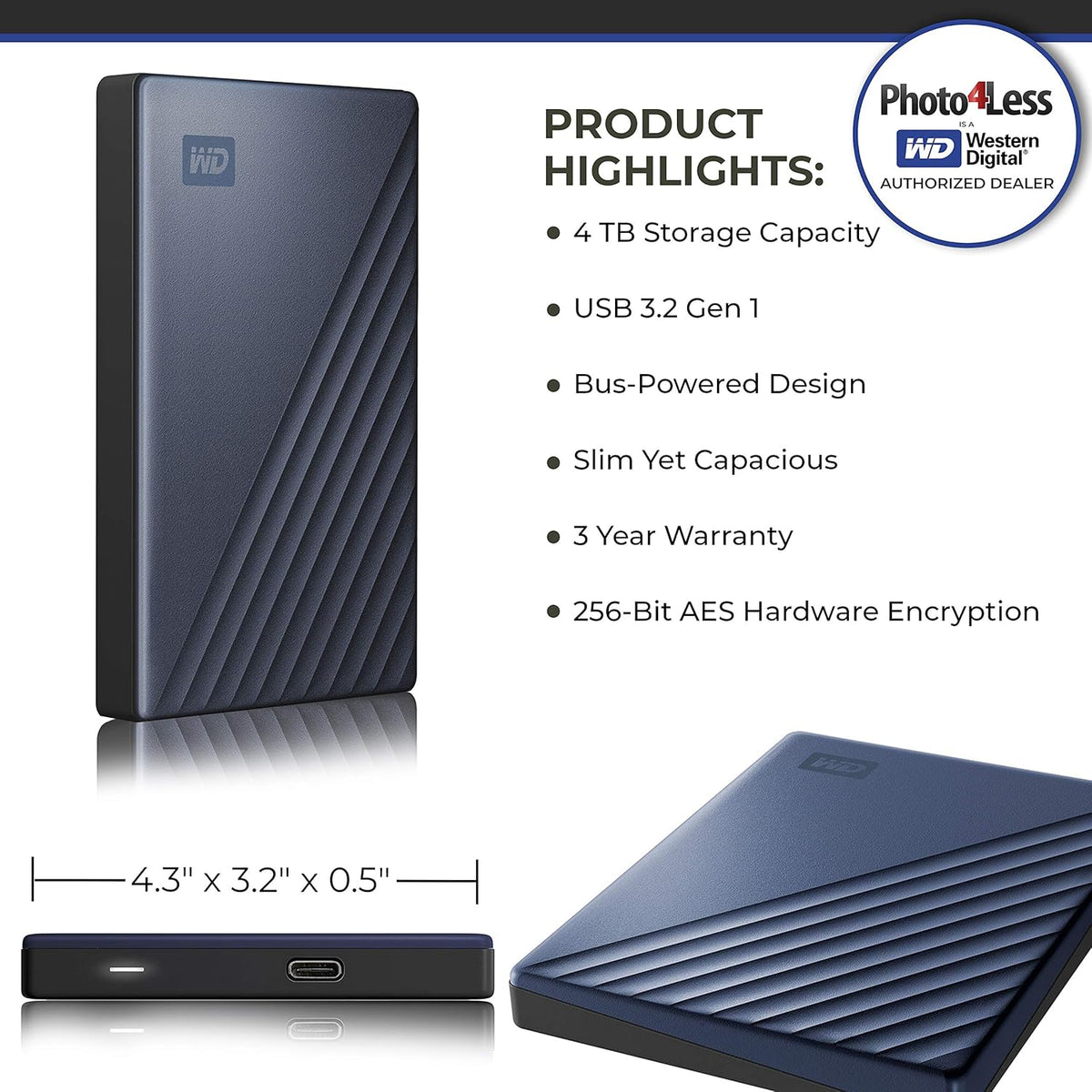 2 TB Blue Portable External Hard Drive P992056
