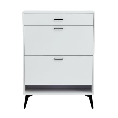 Grey Shoe Storage Cabinet With Metal Legs D177155