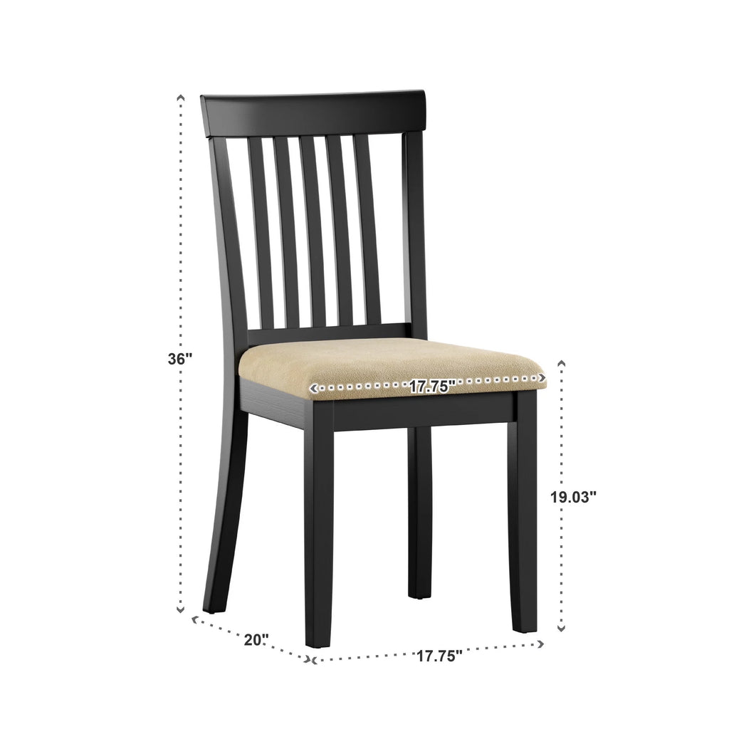 Slat Back Wood Dining Chair Set of 2 Beige and Black J26472