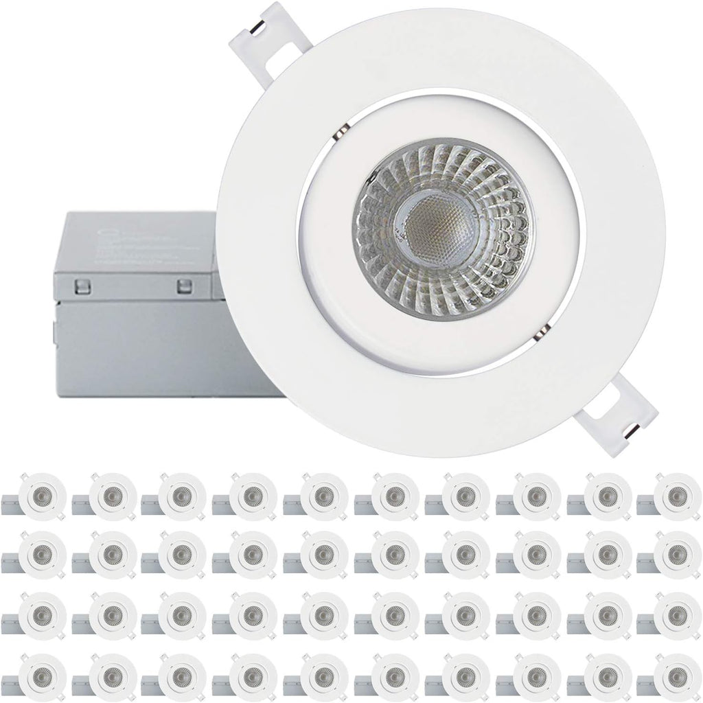 4 Inch Ultra-Thin Adjustable LED Recessed Lighting, 10 Watts, 750lm, Dimmable, 6500K True White, 10 Pack C139134