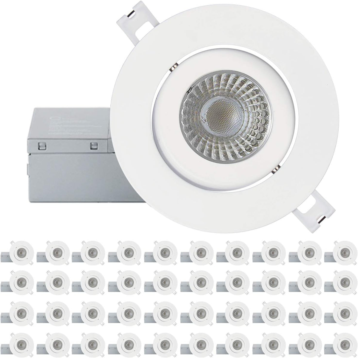 4 Inch Ultra-Thin Adjustable LED Recessed Lighting, 10 Watts, 750lm, Dimmable, 6500K True White, 10 Pack C139134