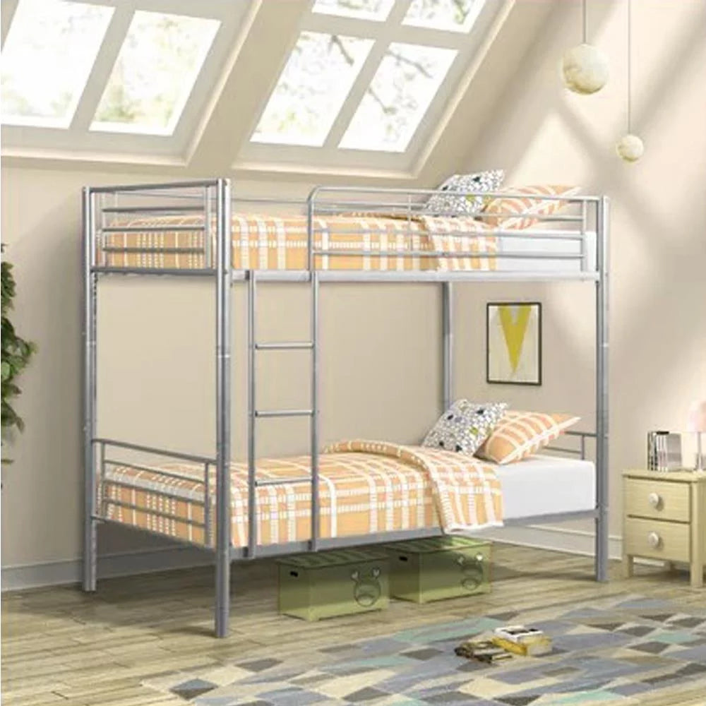 Twin Over Twin Gray Metal Bunk Bed A6984